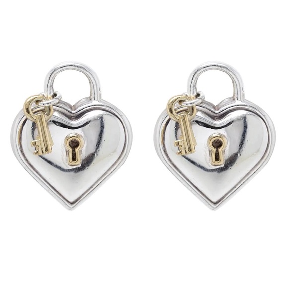 Tiffany & Co. Jewelry - ♡Tiffany & Co™ Vintage Heart Lock &+ Key Earrings. 18K Gold w/ Sterling Silver♡